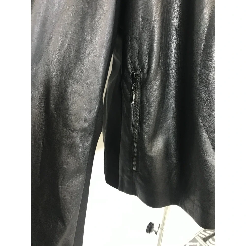 Chicos Jacket Womens Extra Large 3 Black Faux Leather Vegan Asymmetrical Moto
